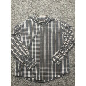 George Mens Black Soot Plaid Long Sleeve Button Down Shirt XL 46-48 GM47Y034